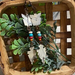 Handmade Arrow Earrings with Beaded Detail